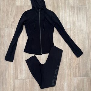 Lululemon Athletica Black Hoodie and Leggings Set